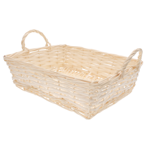 Kosz wiklinowy 33x37 cm przedstawiony pod kątem, uwydatniający jego głębokość oraz splot naturalnych materiałów.