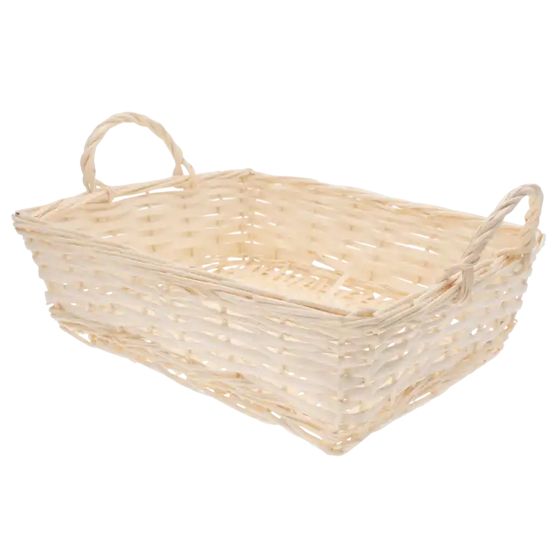 Kosz wiklinowy 33x37 cm przedstawiony pod kątem, uwydatniający jego głębokość oraz splot naturalnych materiałów.
