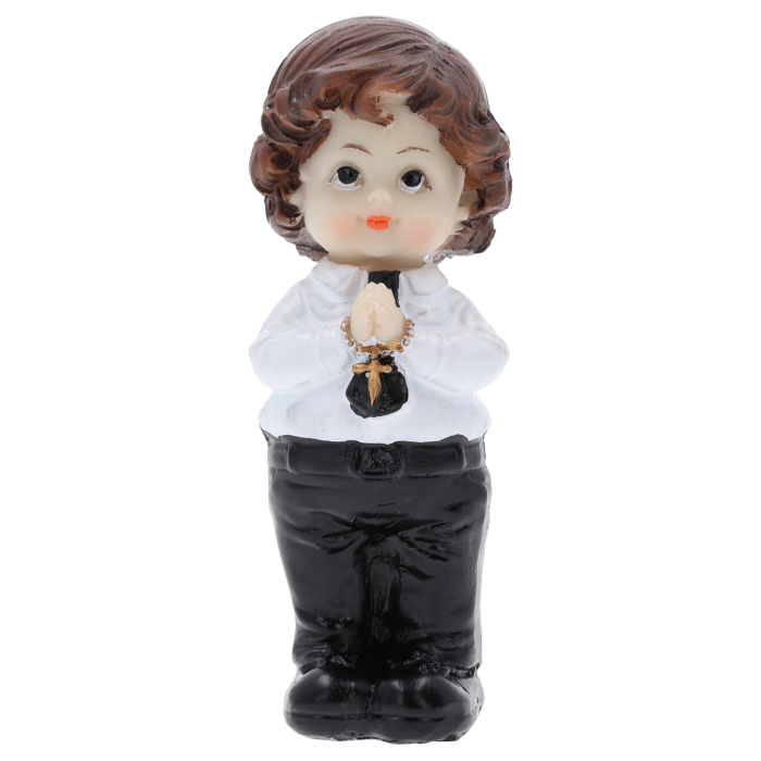 figurka komunijna chłopiec, pamiątka komunii, prezent na komunię chłopiec, aniołek komunijny, biała figurka, Trend Deco, figurka 10 cm, dekoracja komunijna