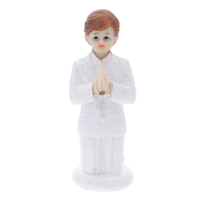 figurka komunijna chłopiec, pamiątka komunii chłopiec, prezent na komunię chłopiec, aniołek komunijny chłopiec, biała figurka komunijna chłopiec, figurka na chrzest chłopiec, dekoracja komunijna chłopiec, figurka z poliresinu chłopiec