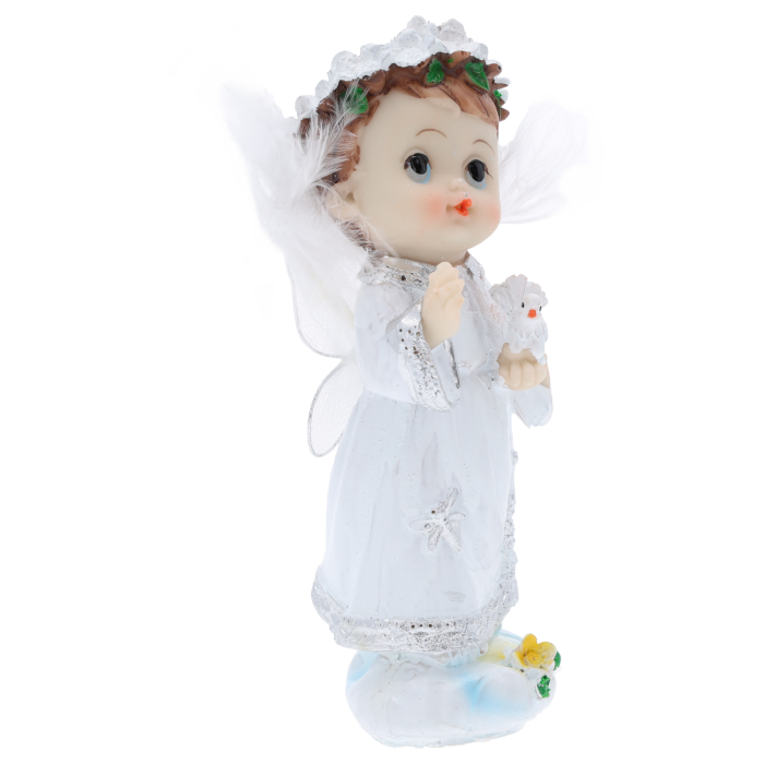 Aniołek z gołębiem 12 cm, aniołek komunijny z gołębiem, pamiątka komunii aniołek, prezent na chrzest aniołek, figurka anioła z gołębiem, Pepco, Homla, Jysk.
