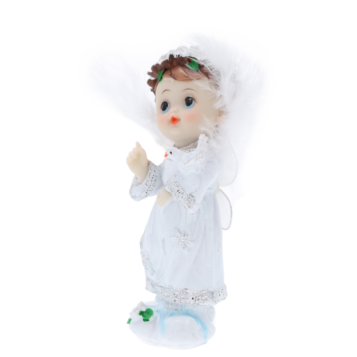 Aniołek z gołębiem 12 cm, aniołek komunijny z gołębiem, pamiątka komunii aniołek, prezent na chrzest aniołek, figurka anioła z gołębiem, Pepco, Homla, Jysk.