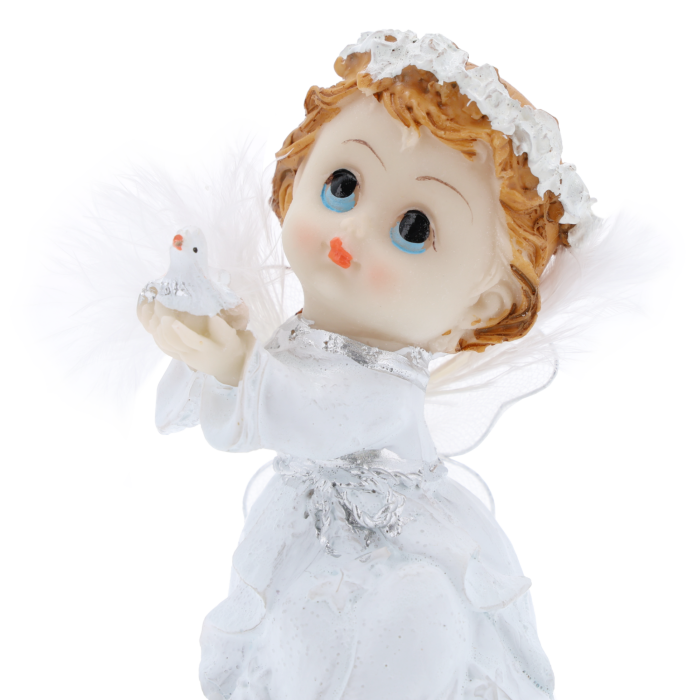 aniołek z gołębiem, biały aniołek z gołębiem, aniołek komunijny z gołębiem, figurka anioła z gołębiem, Trend Deco, pamiątka komunii, prezent na chrzest, dekoracja anioł, symbol pokoju
