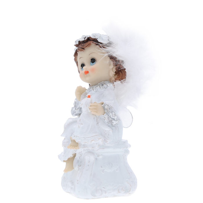 Aniołek z gołębiem 12 cm Trend Deco, aniołek komunijny, prezent na komunię, figurka anioła, Pepco, Homla, Jysk.