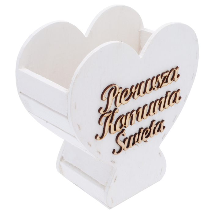 Kielich komunijny Pierwsza Komunia Święta drewniany, wazon komunijny, dekoracja komunijna kielich, kielich na kwiaty komunia, pamiątka komunii, Pepco, Homla, Jysk.