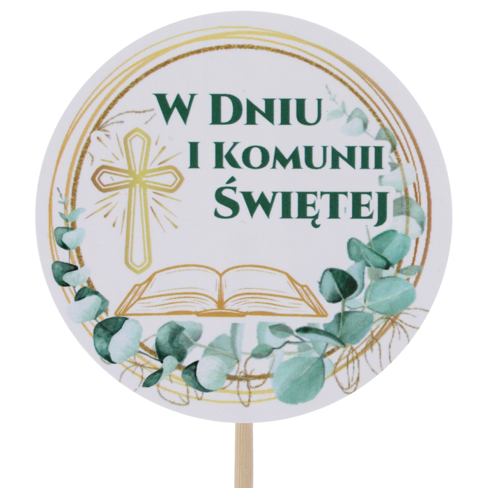 topper komunijny Pismo Święte, napis na piku Pismo Święte, dekoracja komunijna Pismo Święte, pik komunijny Pismo Święte, ozdoba komunijna Pismo Święte na patyku, topper do stroika komunijnego Pismo Święte, topper do bukietu komunijnego Pismo Święte