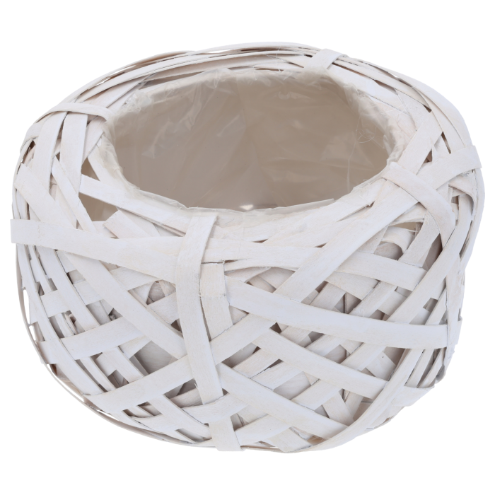 Biała osłonka rattanowa ⌀ 20 cm, osłonka na doniczkę biała, osłonki na kwiaty rattan, Pepco, Homla, Jysk.