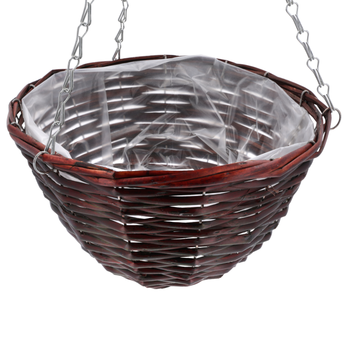 Wiszący kwietnik wiklinowy wenge ⌀ 30 cm, kwietnik na balkon wiklina wenge, wiszący kosz na kwiaty wenge, Pepco, Homla, Jysk.
