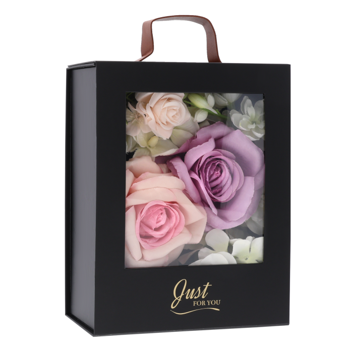 Flower box producent składany czarny mały, pudełka na kwiaty sklep internetowy, opakowania na zamówienie, pudełka z napisem, OBI, Castorama.