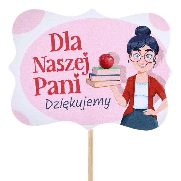 topper dla nauczyciela, topper na piku, prezent dla nauczyciela, podziękowanie dla nauczyciela, zakończenie roku szkolnego, Dzień Nauczyciela, topper dekoracyjny, personalizacja prezentu, ozdoba do bukietu