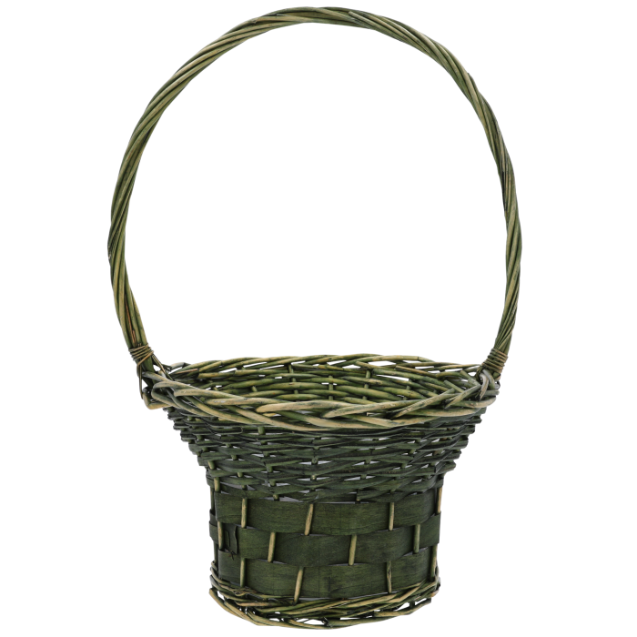zielony kosz kwiatowy, wiklinowy kosz, kosz prezentowy, kosz na kwiaty, kosz z folią, kosz wiklinowy 60 cm, kosz na upominki, kosz dekoracyjny, kosz z rączką, kosz na rośliny doniczkowe
