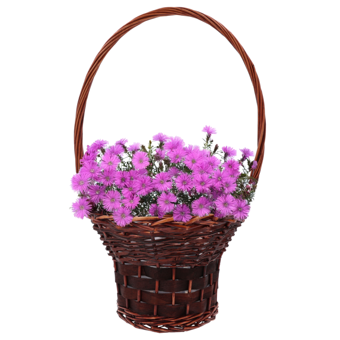 Brązowy kosz kwiatowy M, wiklinowy kosz 55 cm, kosz prezentowy, kosz na kwiaty,