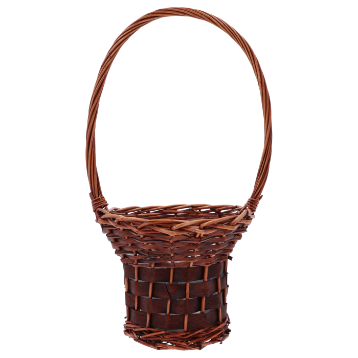 brązowy kosz kwiatowy, wiklinowy kosz, kosz prezentowy, kosz na kwiaty, kosz z folią, kosz wiklinowy 48 cm, kosz na upominki, kosz dekoracyjny, kosz z rączką, kosz na rośliny doniczkowe