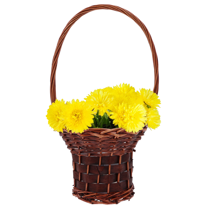 Brązowy kosz kwiatowy S, wiklinowy kosz 48 cm, kosz prezentowy, kosz na kwiaty,