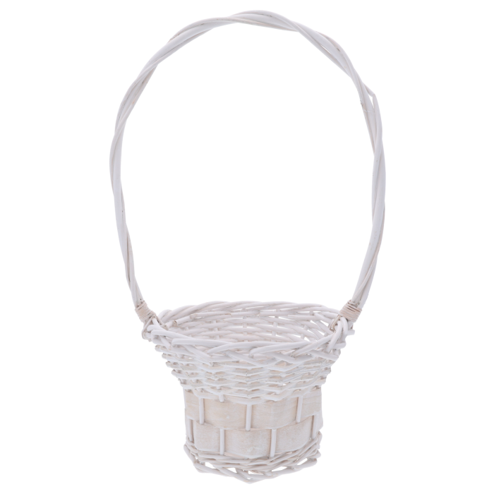 Biały kosz wiklinowy z folią 22 cm, kosz na kwiaty, kosz prezentowy, osłonka na rośliny,