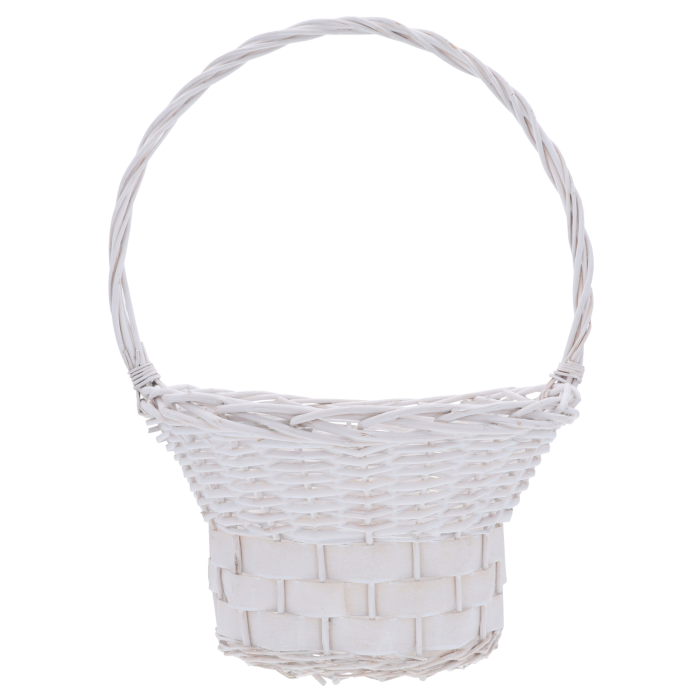 biały kosz kwiatowy, wiklinowy kosz, kosz prezentowy, kosz na kwiaty, kosz z folią, kosz wiklinowy 58 cm, kosz na upominki, kosz dekoracyjny, kosz z rączką, kosz na rośliny doniczkowe
