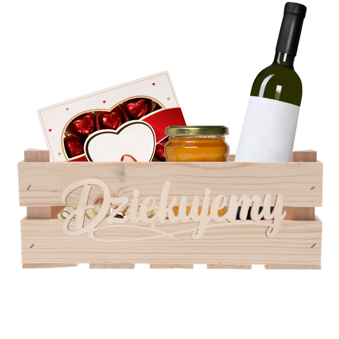 skrzynka drewniana, skrzynka z napisem Dziękujemy, prezent dla nauczyciela, podziękowanie dla rodziców, zakończenie roku szkolnego, drewniane pudełko, osłonka na rośliny, dekoracje do domu, skrzynka prostokątna, naturalna skrzynka, skrzynka na drobiazgi