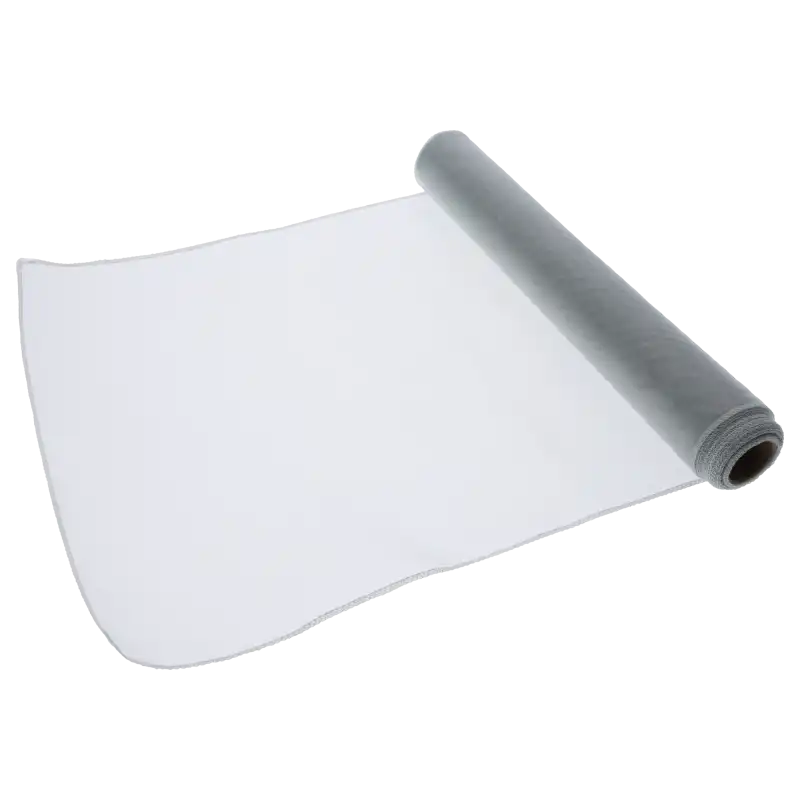 Szara organza na rolce o wymiarach 35 cm x 10 y. Prześwitująca i giętka tkanina dekoracyjna do bukietów i ozdób.
