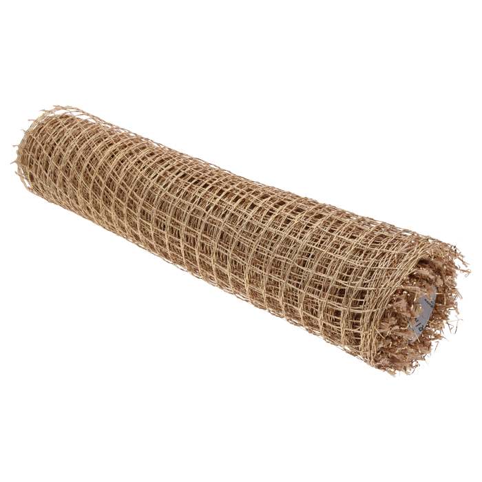 Złota siatka ozdobna w rolce o wymiarach 5 m x 50 cm. Posiada geometryczny wzór oczek 14x14 mm, idealna do eleganckich aranżacji i rękodzieła.