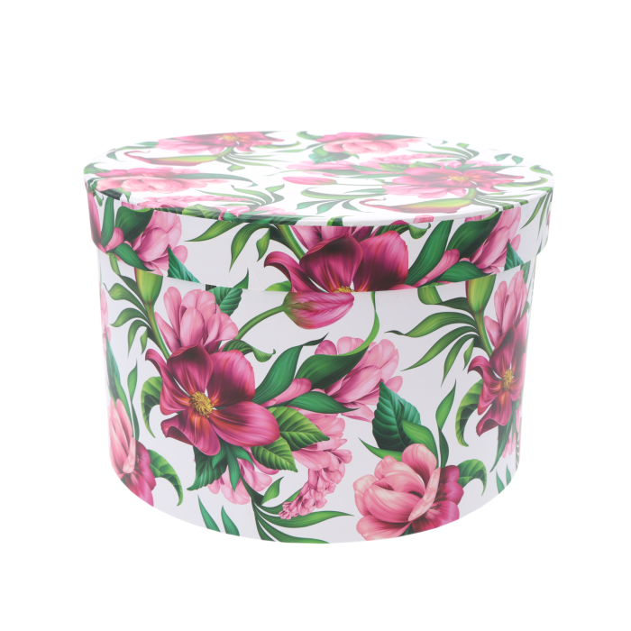Flower boxy czarne okrągłe w kwiaty, zestaw 3szt, eleganckie pudełka na kwiaty, prezenty, opakowanie ozdobne, florystyka, ślub, Walentynki, urodziny, hurt
