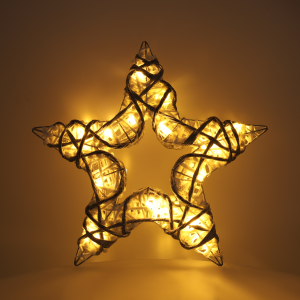 Świecąca gwiazda 35 cm emitująca ciepłe białe światło z 20 diod LED, idealna do stworzenia nastrojowej aranżacji.