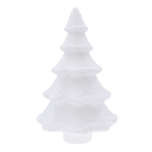 Biała flokowana choinka 35 cm jako elegancka figurka ozdobna. Posiada aksamitną powierzchnię i nowoczesny design, idealna do świątecznych aranżacji.