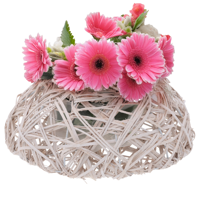 Rattanowa osłonka na kwiaty, osłonka 26x26 cm, dekoracje eko, osłonka na taras, Pepco Home, Homla Design, Home&amp;you Garden.