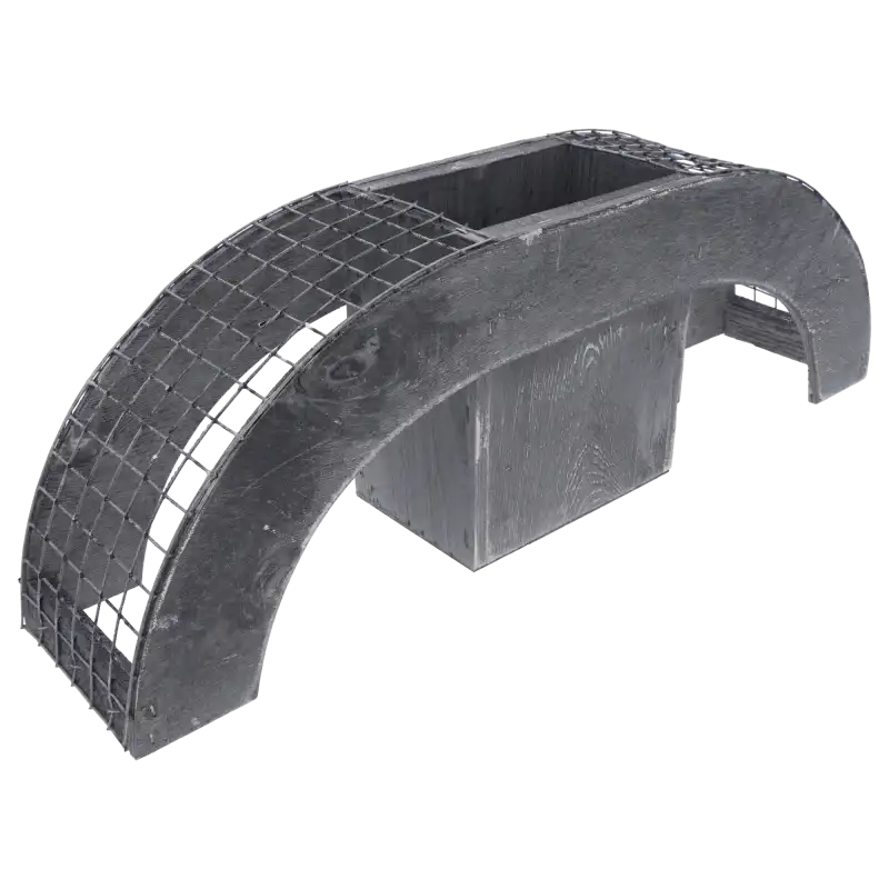 Szary przecierany kosz nagrobny półowalny mostek 58 cm, z miejscem na gąbkę florystyczną, trwały.