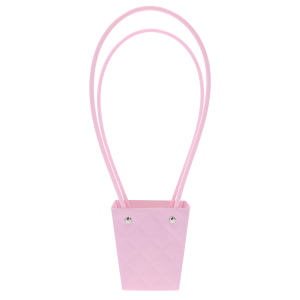 Pusta pikowana torebka kwiatowa o wysokości 32 cm w odcieniu jasnego fioletu, prezentowana w widoku frontalnym.