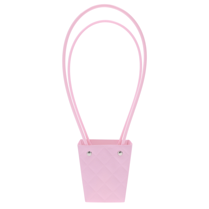 Pusta pikowana torebka kwiatowa o wysokości 32 cm w odcieniu jasnego fioletu, prezentowana w widoku frontalnym.