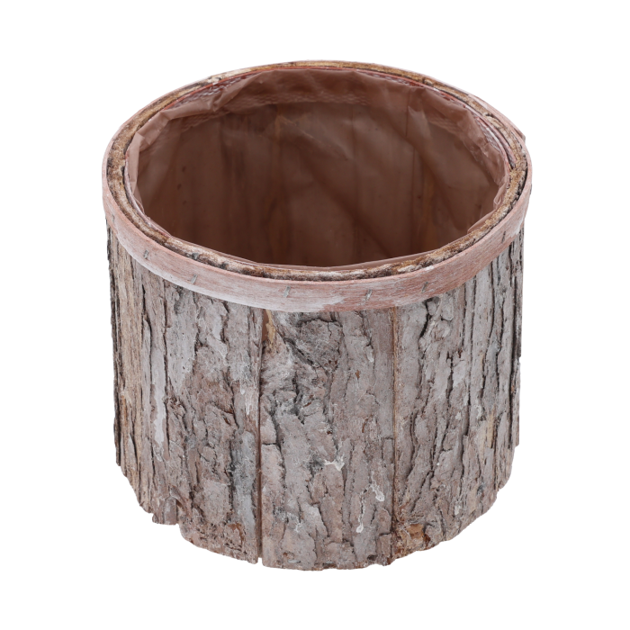 Osłonka z kory 15 cm, naturalna, z folią, okrągła, na doniczkę, do stroików.
