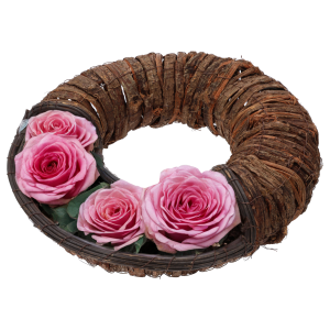 Ozdobny wianek z kory złoty 40 cm, z folią ochronną, baza do tworzenia kompozycji kwiatowych, dekoracji świątecznych i florystyki nagrobnej.