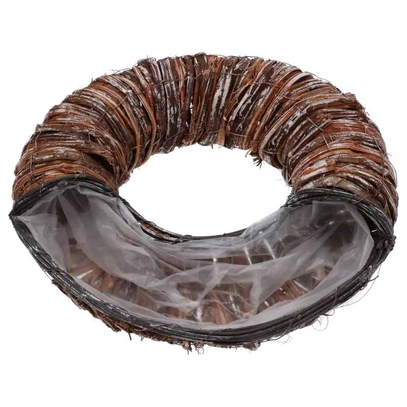 Naturalny bielony wianek z kory Ø 40 cm, solidny i stabilny, idealny do florystyki i rękodzieła.
