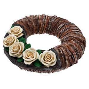 Wianek dekoracyjny Ø 40 cm, bielony efekt na korze, elegancka baza florystyczna do stroików nagrobnych i sezonowych.