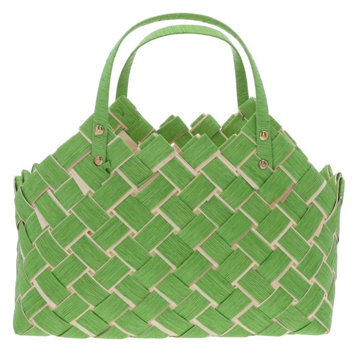 Zielona torba dekoracyjna L 42x20x24 cm z uchwytami, idealna jako osłonka na doniczkę, torba prezentowa i stylowa dekoracja domu w naturalnym stylu.