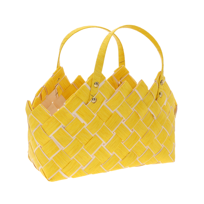 Torba dekoracyjna żółta M 35 cm świetnie nadaje się do eksponowania kwiatów doniczkowych, tworzenia kompozycji florystycznych oraz jako stylowa torba prezentowa. Lekka i trwała, zachwyca ponadczasowym designem i uniwersalnym zastosowaniem w dekoracjach.