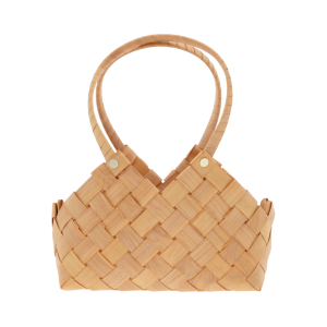 Naturalna torba dekoracyjna o wymiarach 31x26x15 cm z wygodnymi uchwytami, wykonana z naturalnych surowców, idealna jako osłonka na doniczkę lub kosz do wnętrz w stylu eko.