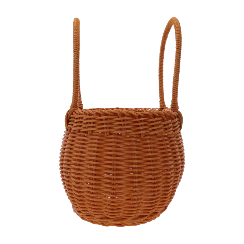 Owalna torba dekoracyjna M o podstawie 16x25 cm w ujęciu profilowym. Widoczne wysokie uszy ułatwiające przenoszenie przedmiotu.