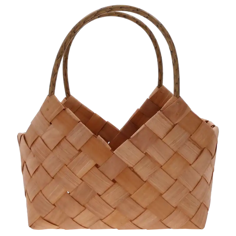 Naturalna torba dekoracyjna M o wysokości 31 cm z wygodnymi uszami, idealna do wnętrz w stylu rustykalnym i boho jako osłonka na doniczkę.