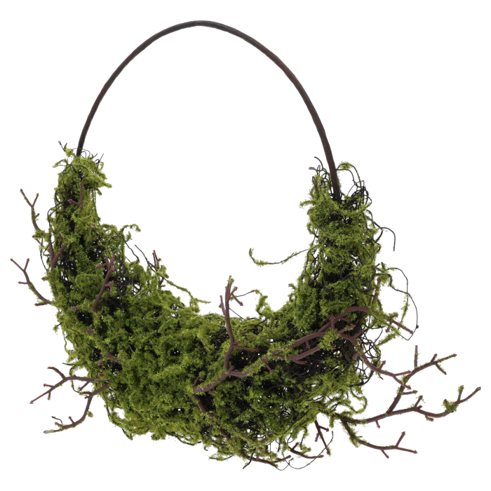 Wianek ze sztucznego mchu 33 cm (grubość 9 cm), zielony, idealny na drzwi i ścianę. Dekoracja całoroczna w stylu rustykalnym i boho. Trwały, naturalnie wyglądający kosz ozdobny.