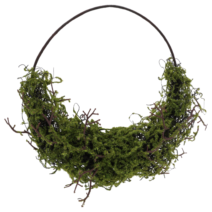 Wianek ze sztucznego mchu 33 cm (grubość 9 cm), zielony, idealny na drzwi i ścianę. Dekoracja całoroczna w stylu rustykalnym i boho. Trwały, naturalnie wyglądający kosz ozdobny.
