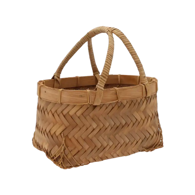 Pleciony koszyk z łuby o wysokości 24 cm z wygodnymi rączkami. Naturalna torba dekoracyjna w stylu rustykalnym i boho.