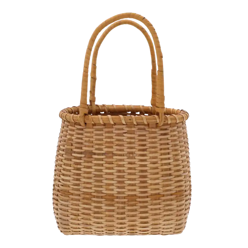 Ręcznie wyplatany koszyk wiklinowy 32 cm w naturalnym odcieniu drewna. Prosta forma z dwoma uchwytami do przenoszenia.