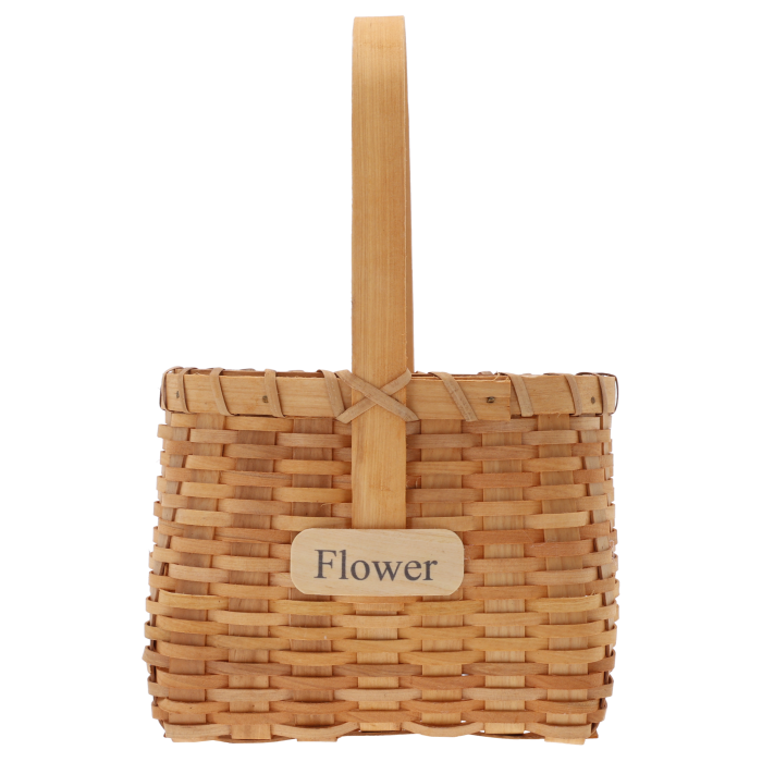 Kosz dekoracyjny z napisem Flower (wys. 30 cm), osłonka na doniczkę 15x19 cm, koszyk na kwiaty z uchwytem. Dekoracja domu z napisem, stylowy organizer (głębokość 15 cm).