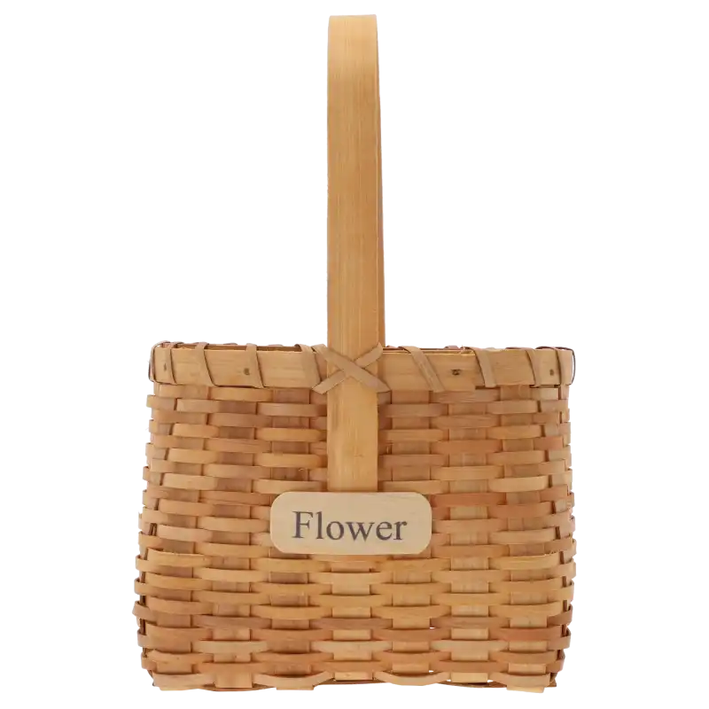 Kosz dekoracyjny z napisem Flower o wysokości 30 cm. Naturalny pojemnik z uchwytem, idealny jako torby dekoracyjne do domu.