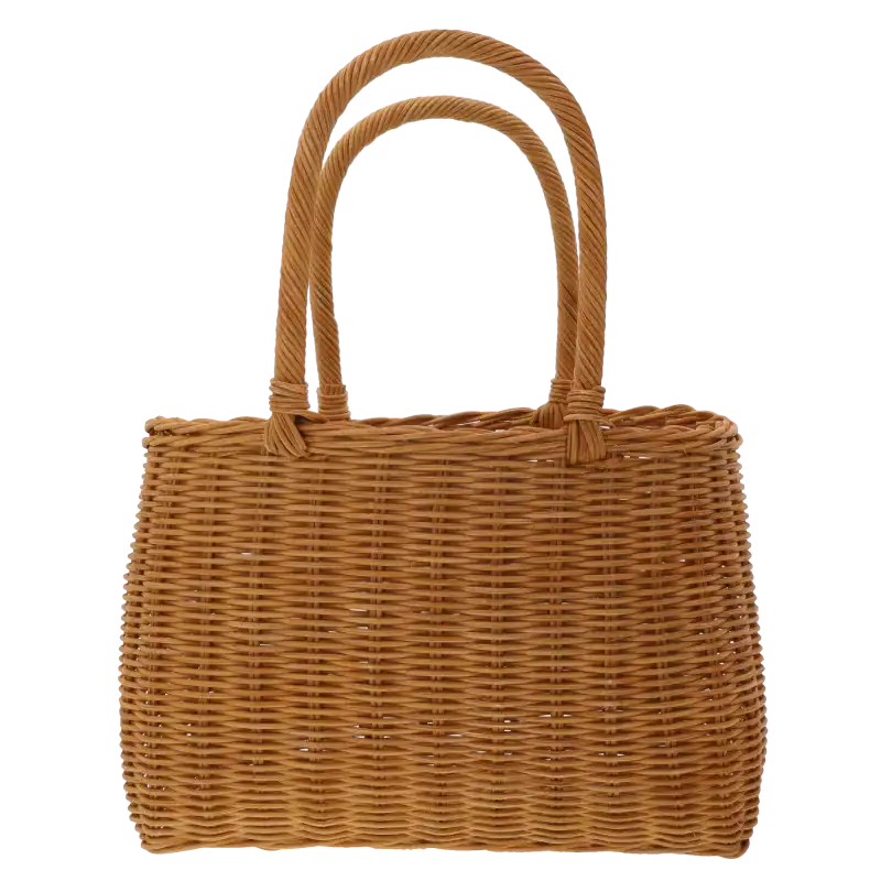 Owalny kosz dekoracyjny z tworzywa o wysokości 32 cm. Posiada dwa praktyczne uchwyty, idealny do przechowywania lub jako elegancka osłonka na doniczki.