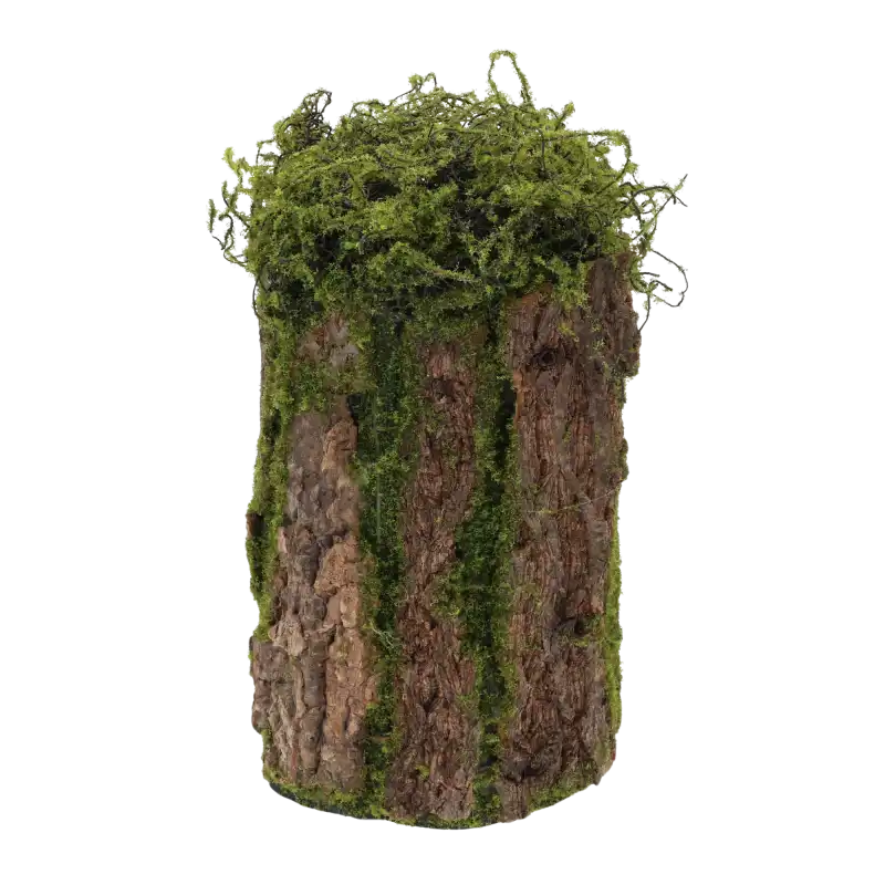 Rustykalna kora dekoracyjna w formie cylindra 33x15 cm z naturalnym mchem, idealna baza do własnych kompozycji florystycznych i ozdoba wnętrz.