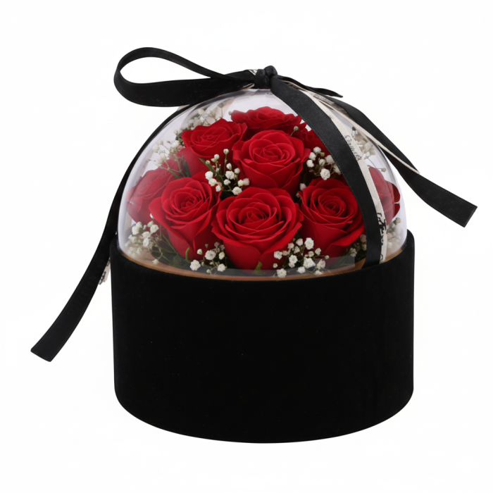 Producent flower boxów welurowych, pudełka na kwiaty online, flower box z wkładem,