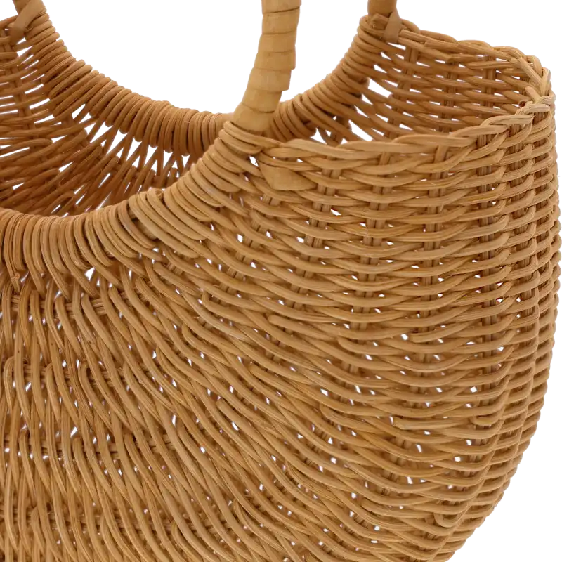 Zbliżenie na precyzyjny splot naturalnego materiału, z którego wykonane są torby dekoracyjne.
