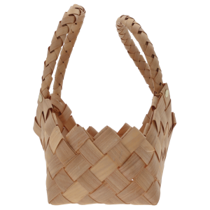 Pojedyncza torba dekoracyjna z naturalnych surowców, uchwycona w ujęciu frontalnym, podkreślającym jej minimalistyczny design.